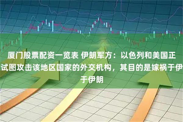 厦门股票配资一览表 伊朗军方：以色列和美国正在试图攻击该地区国家的外交机构，其目的是嫁祸于伊朗