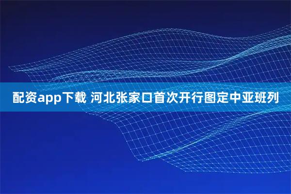 配资app下载 河北张家口首次开行图定中亚班列